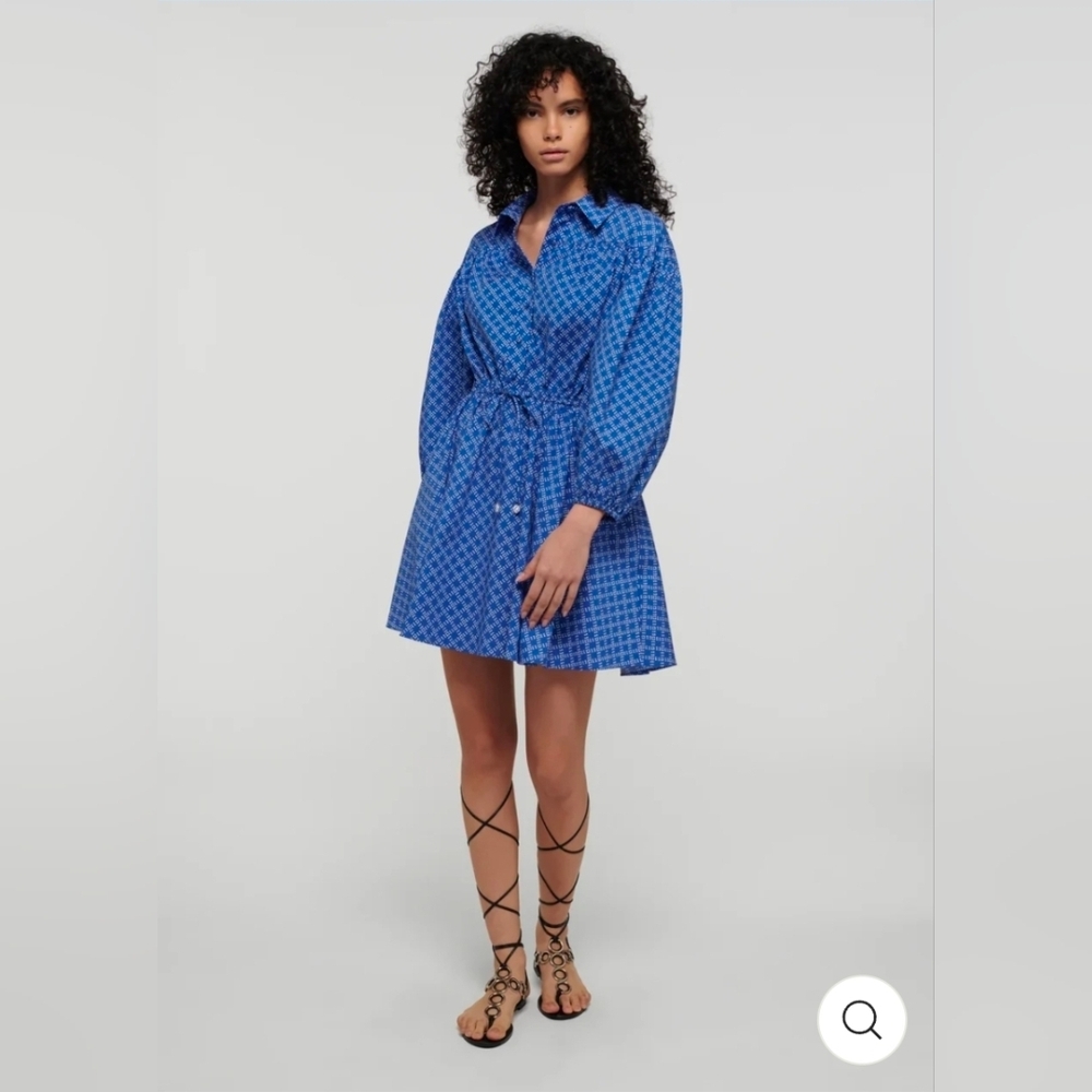 Derek Lam 10 CrosbyNavy Pattern Dress Midi/Mini Blue Casual Formal Flare Summer